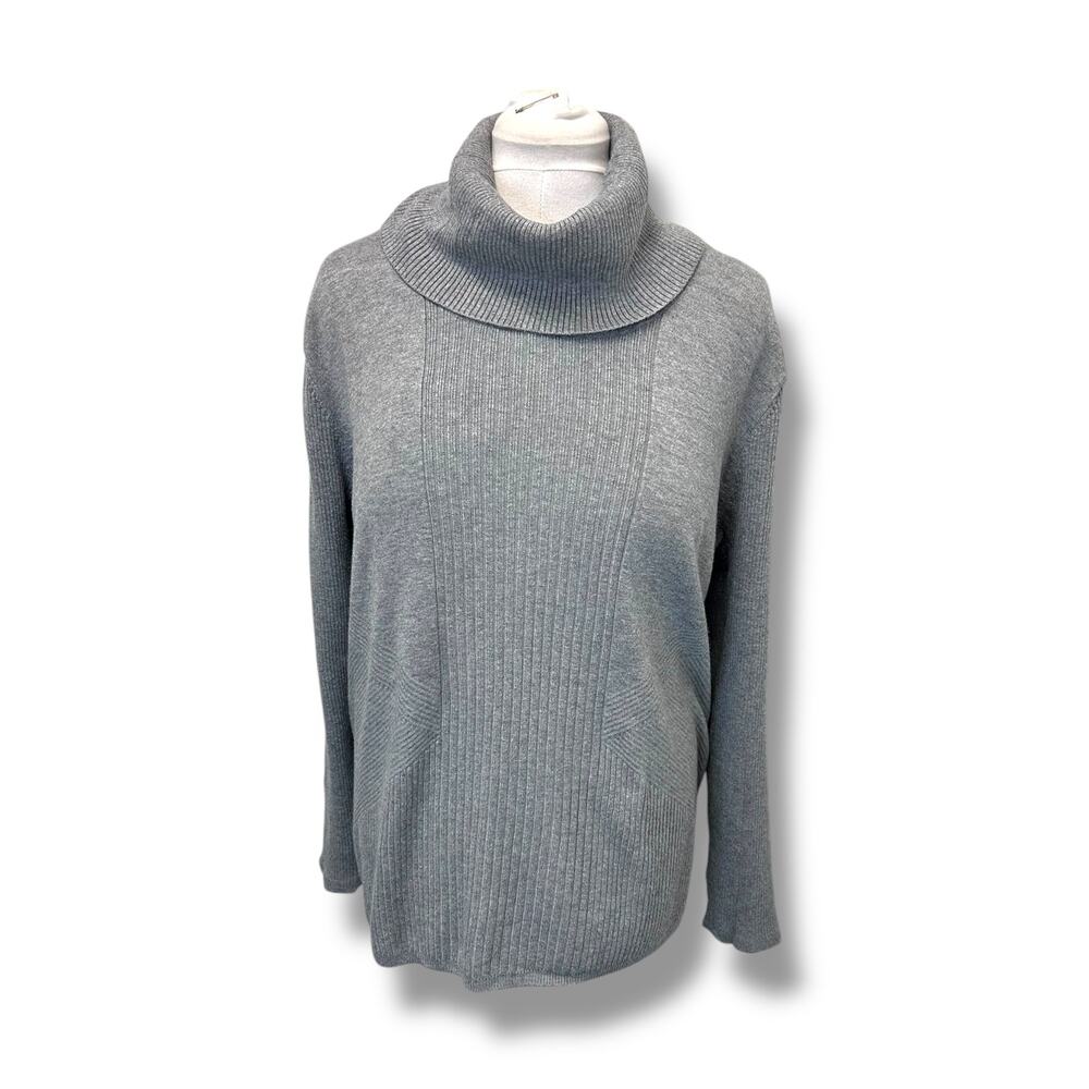Investments Women’s Long Sleeve Ribbed Turtleneck Sweater, Gray, size XL